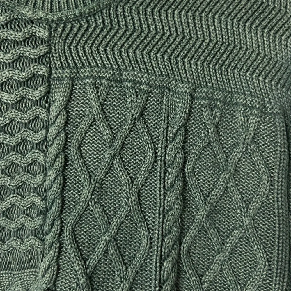 Free People Women Green Patchwork Cable Knit Cotton Sweater Vest Small OB66170